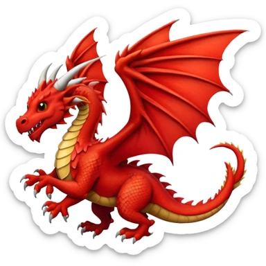 A red Welsh dragon flying  sticker