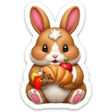 apple bunny croissant sticker