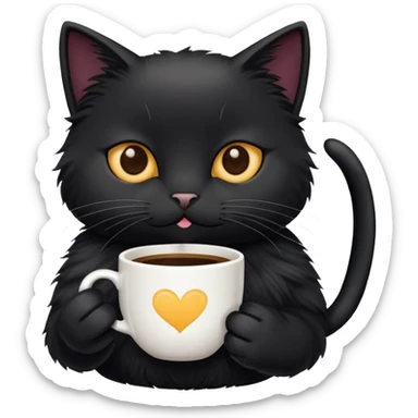 black cat drinking coffee that says good morning  sticker