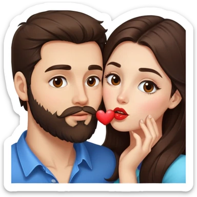 kiss-kiss brunette girl brunette man with beard sticker