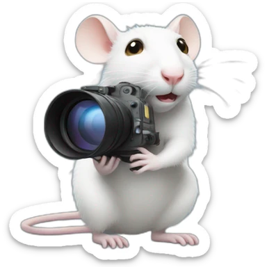 white rat filming a movie sticker