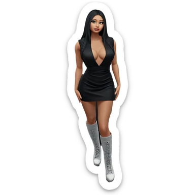 mysterious girl in black dress sticker
