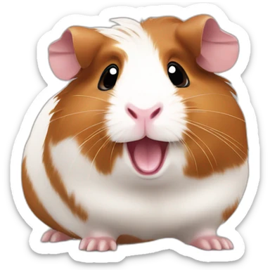 rearing brown happy cute guinea pig sticker