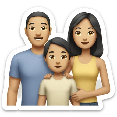 asian family with two kids and a  Labrador Retriever sticker
