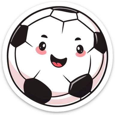 A cheerful soccer ball with a happy face and rosy cheeks sticker