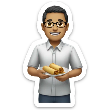 Nerdy short Filipino working at Xfinity eating lumpia sticker