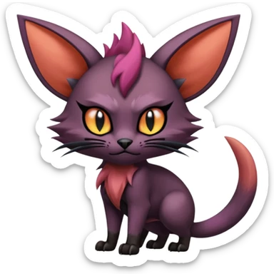 Realistic dark edgy dull pointy edgy Noivern-Noibat-Purloin-Torracat-Lykoi-Caracal-cat-Fakemon-fusion-hybrid-creature sticker