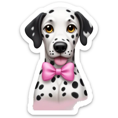 dalmatian dog with a pink bow on the left ear sticker