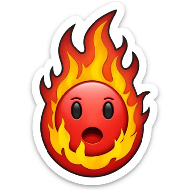 Minimalist emoji-style sticker of a bold exclamation mark surrounded by small flames or cracks. Black and dull red color palette, no outline.
 sticker