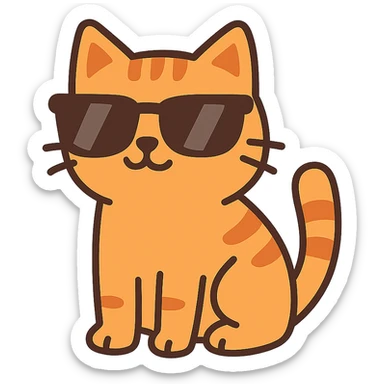 flat toon style cat wearing sunglasses sticker