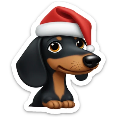 Christmas dachshund with Black hair girl sticker