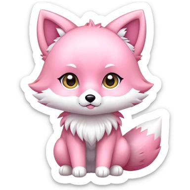 cute chibi anime style pink fox sticker