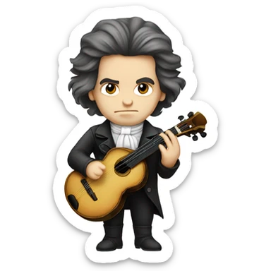 Chibi Beethoven standing stern face banjo sticker