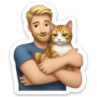 man hug cat sticker