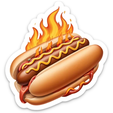 Hand Holding a Flaming Hotdog sticker