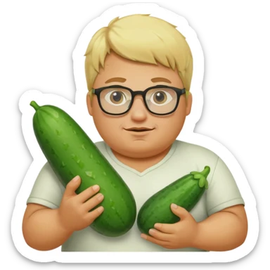make a cucumber gamer, blonde and fat, male. show cucumbers sticker