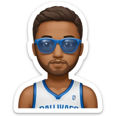 Brown skin man with sunglasses and Dallas mavericks jersey sticker