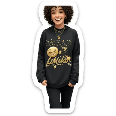 smiling girl with jewelry indoors sticker