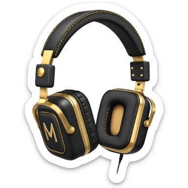 Icon of headphones with square ear pads in the Marshall style. sticker