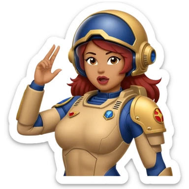 woman space marine in bodysuit salutes tongue out sticker