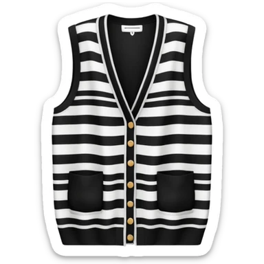 black and white stripes sleeveless cardigan sticker