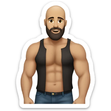 Curvy White brunette kissing muscular black bald man with beard sticker
