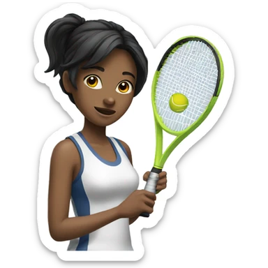 girl with black hair playing tennis sticker