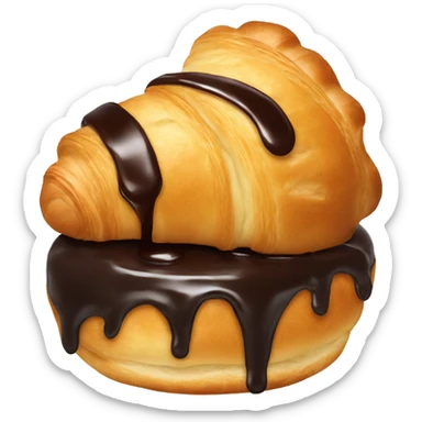 croissant with chocolate sauce in the surface sticker