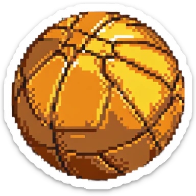 golden basketball, metallic gold surface with classic orange seams sticker