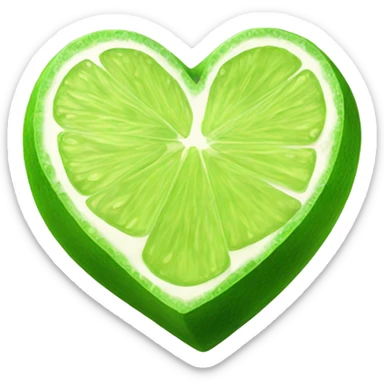Realistic heart shaped slice of lime isolated.  sticker