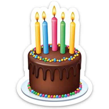 birthday cake with candles and frosting sticker