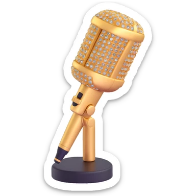 glamorous gold microphone with rhinestones sticker