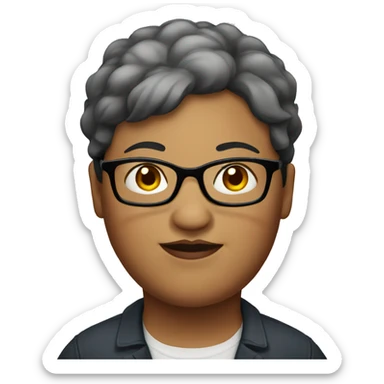 fat woman with short dark red hair and glasses sticker