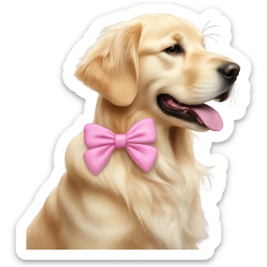 English cream golden retriever with pink bow sticker