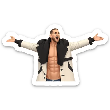 male figure in open coat sticker