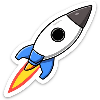 rocket with ninja stars sticker