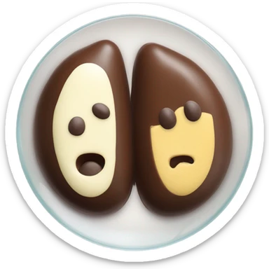 Chocolate and vanilla quenelle on glass plateemoji sticker