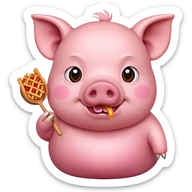 pig eating chinese food sticker