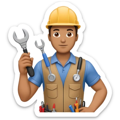 HVAC technician with tools action figure sticker