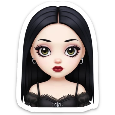 gothic pretty bratz baddie, black hair sticker