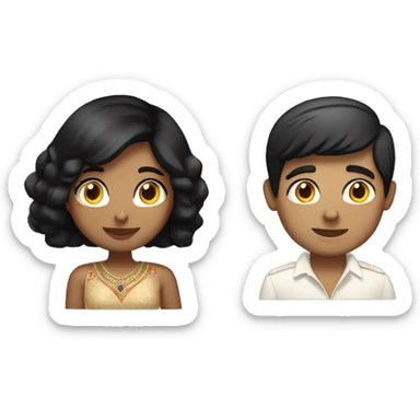 Pretty indian woman with black hair and white boyfriend couple sticker