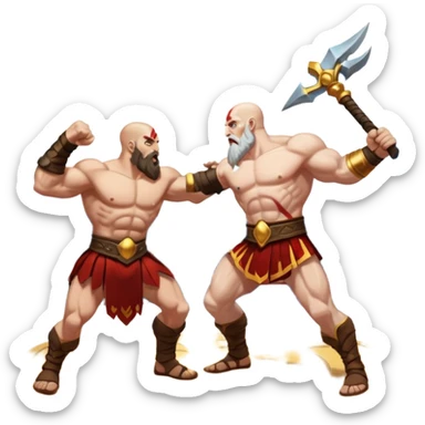 fight between Zeus and kratos  sticker