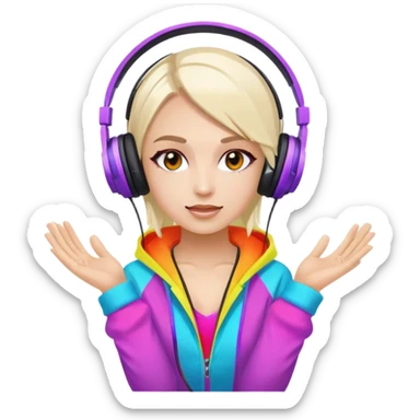 Russian rave artist with headphones and colorful outfit performing sticker