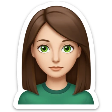 pretty woman in her 40s with green eyes and long straight ash-brown hair  sticker
