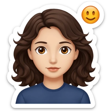Olhos castanhos, cabelo castanho escuro e ondolado, pele clara sticker