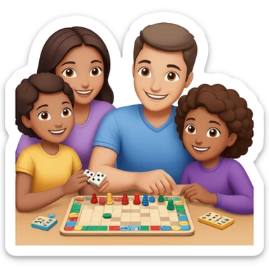 Family playing board games together at home sticker
