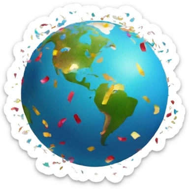 earth with confetti sticker
