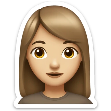 girl with brown hair and bangs, brown eyes, medium light skin  sticker