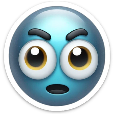 3d sphere Mercury with a cartoon freezing skin texture with big confident eyes sticker