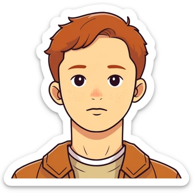 Man with freckles, light skin, brown hair sticker